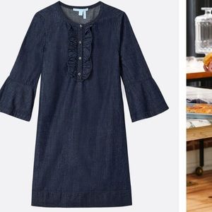 Draper James Chambray Ruffle Shift Dress Size 6